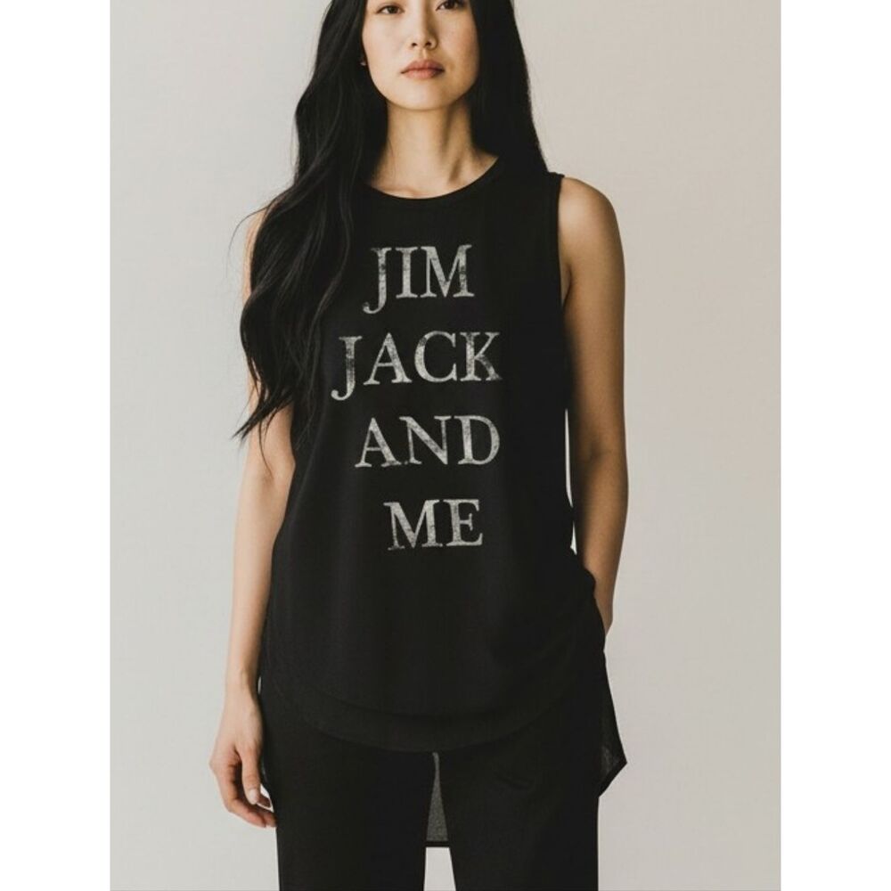 Haute Hippie Silk And Modal Black Longline Tank with Jim Jack And Me
